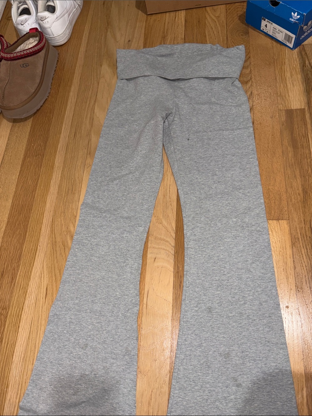 Grey Fold-Over Waist Yoga Pants